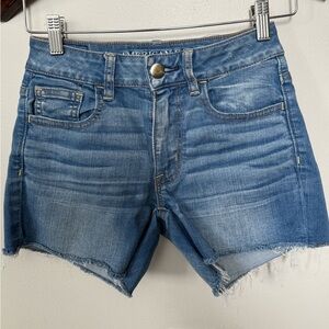 American Eagle hi rise shortie denim jean shorts 00
